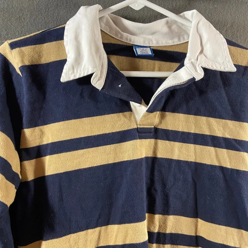 Vintage 90s Y2K Old Navy Rugby Shirt Striped Heavyweight Cotton Long Sleeve